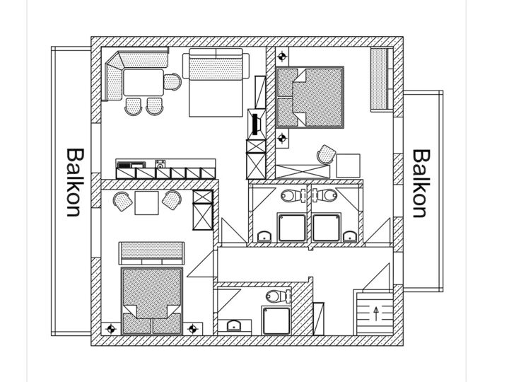 Plan des Appartements Eselstein beim Oberfuchs